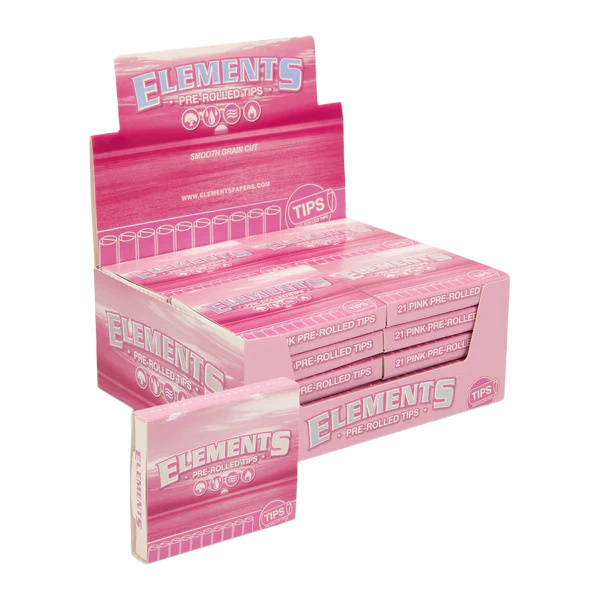 ELEMENTS PINK PRE-ROLLED TIPS (SMOOTH GRAIN CUT) 21CT BOX OF 20