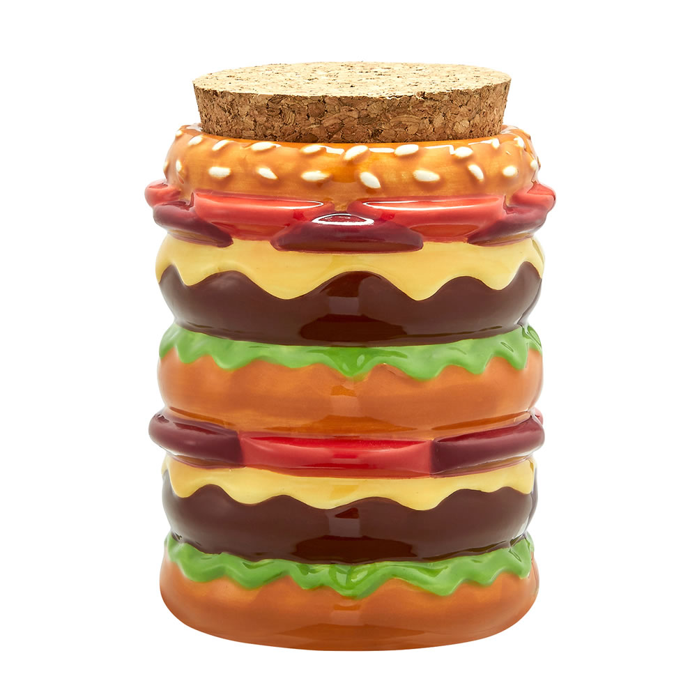 FASHIONCRAFT CERAMIC CHEESEBURGER STASH JAR #88068