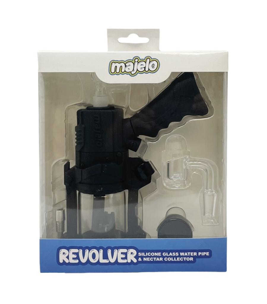 MAJELO REVOLVER SILICONE GLASS WATER PIPE & NECTAR COLLECTOR ASSORTED COLORS