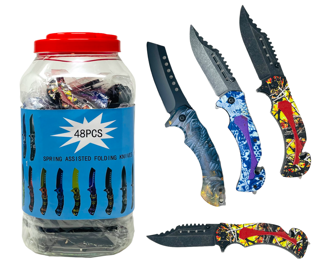RAZOR TACTICAL SPRING ASSISTED FOLDING KNIVES 48CT JAR