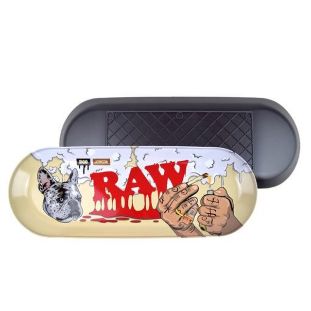 RAW X BOO JOHNSON SKATE DECK METAL ROLLING TRAY