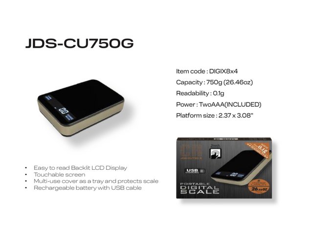 CR-JDS-CU750G PORTABLE DIGITAL SCALE TOUCH SCREEN USB CHARGING
