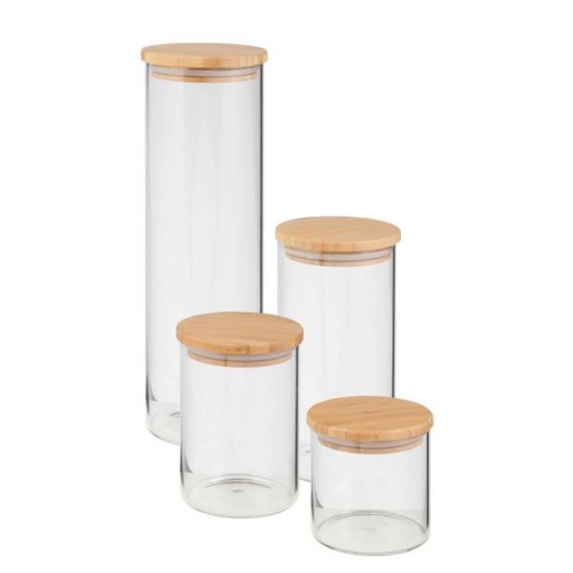 GLASS JAR MEDIUM WITH WOOD TOP