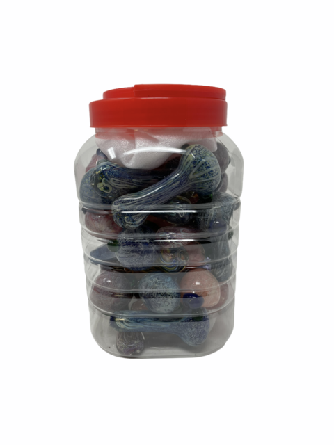 GLASS PIPE 3" HEAVY FRIT 30CT JAR
