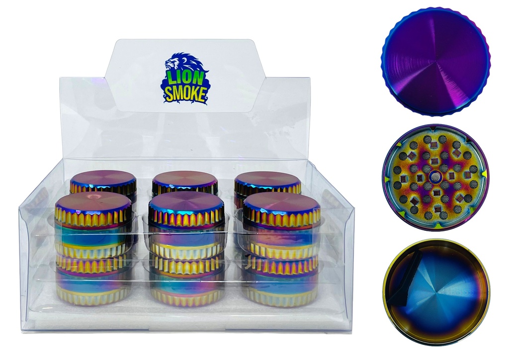 LION SMOKE 3 PARTS TOBACCO GRINDER ZNG455 BOX OF 12