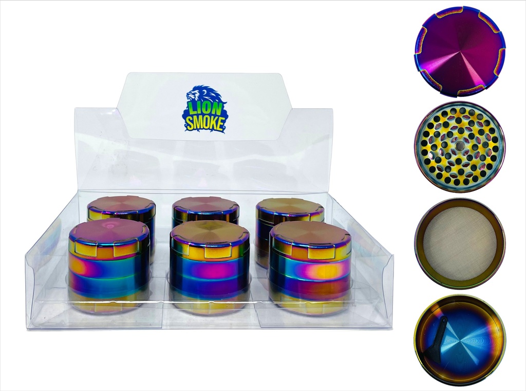 LION SMOKE 4 PARTS TOBACCO GRINDER ZNG347 BOX OF 6