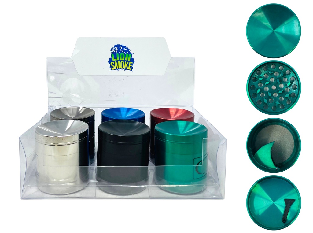 LION SMOKE 4 PARTS TOBACCO GRINDER ZNG174 BOX OF 6