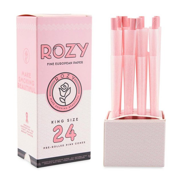 ROZY KING SIZE PINK PRE-ROLLED CONES BOX OF 24