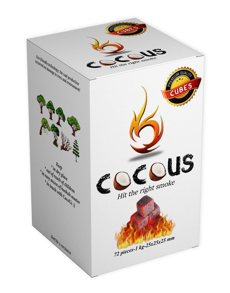 COCOUS PREMIUM COCONUT CHARCOAL CUBES 72CT
