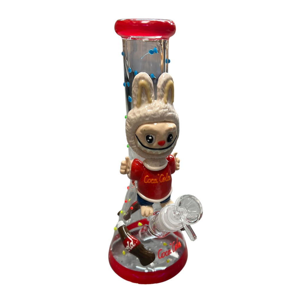 10" GLOW IN THE DARK COLA CHARACTER BEAKER GLASS WATER PIPE ASSORTED DESIGNS #TZ222