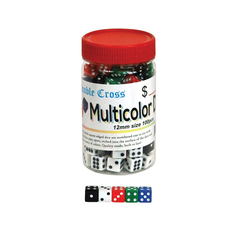 DOUBLE CROSS MULTICOLOR DICE 12MM 100CT