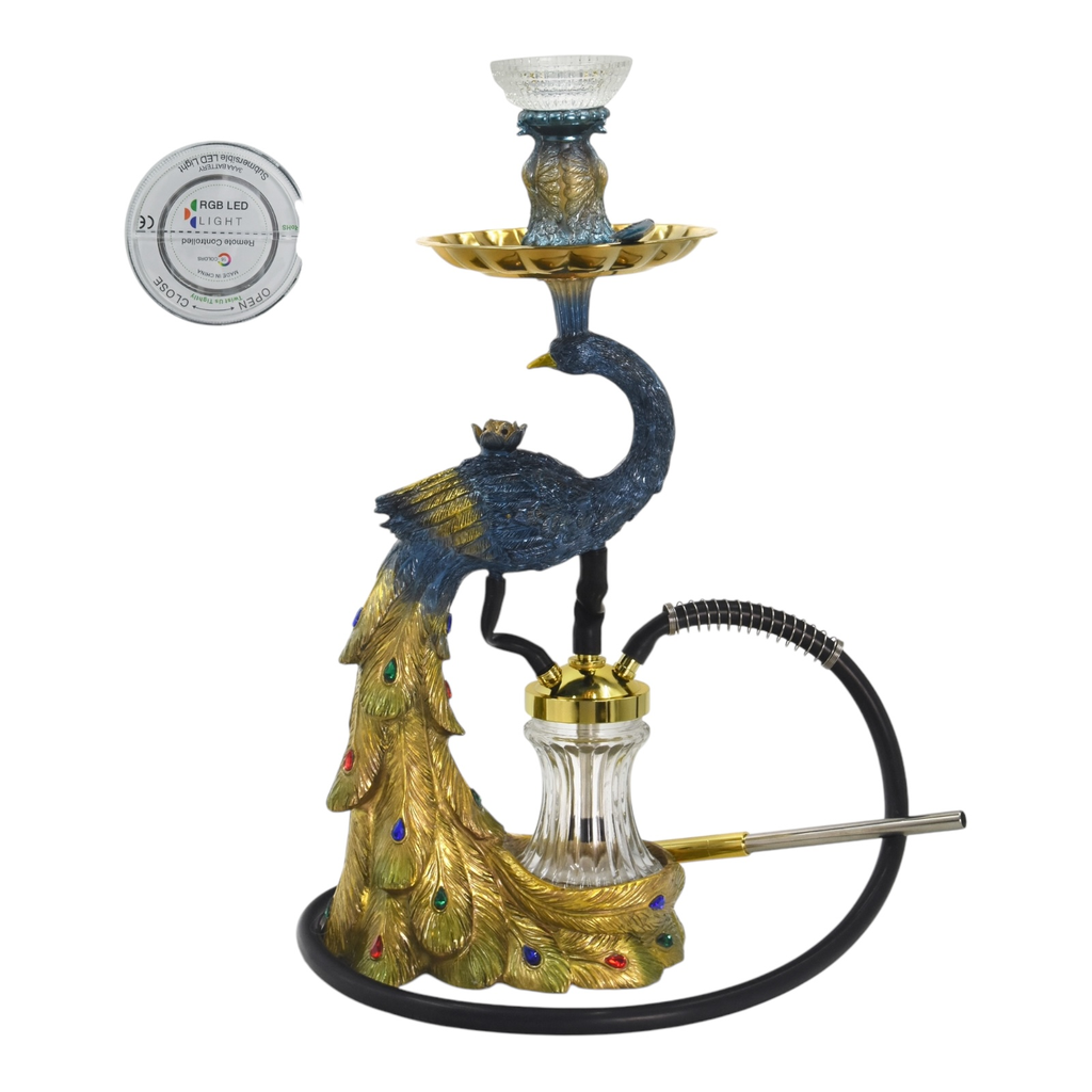 LUXX 4636-4635 ALUMINIUM MYSTIC PLUMAGE PEACOCK HOOKAH MIX COLORS