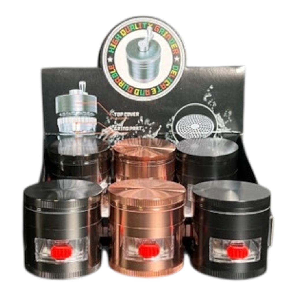 METAL GRINDER WITH SIDE WINDOW 4 PARTS #CGD-863PBKC-CT BOX OF 6
