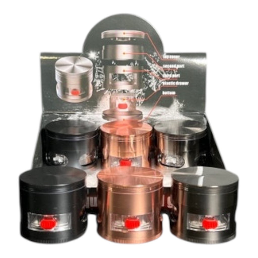 METAL GRINDER WITH SIDE WINDOW 4 PARTS #CGD-875PBKC-CT BOX OF 6