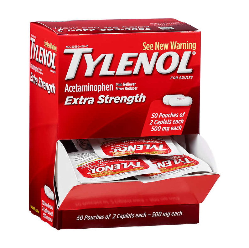 TYLENOL ACETAMINOPHEN EXTRA STRENGTH 2CT BOX OF 25