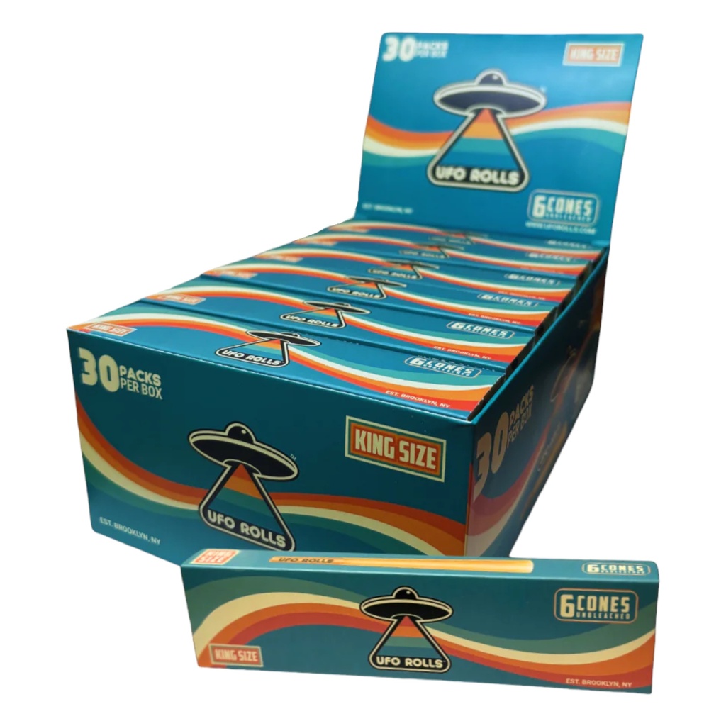UFO ROLLS KING SIZE UNBLEACHED CONES 6CT BOX OF 30