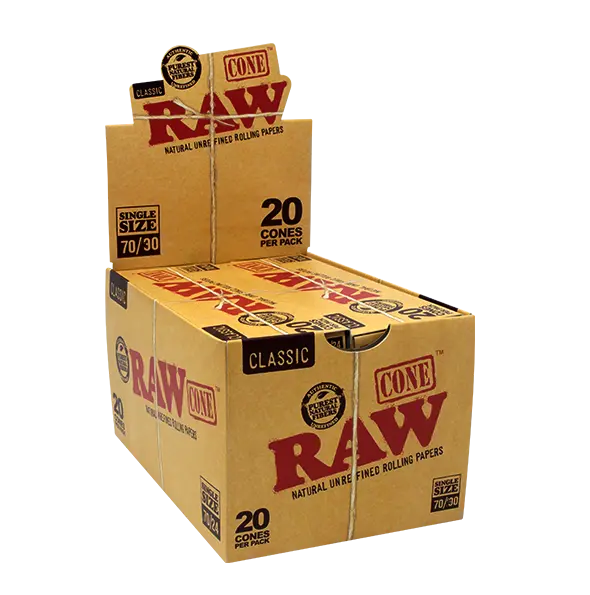 RAW CLASSIC SINGLE SIZE CONES 20CT BOX OF 12