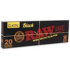 RAW BLACK CLASSIC PRE-ROLL CONES 20CT PER PACK
