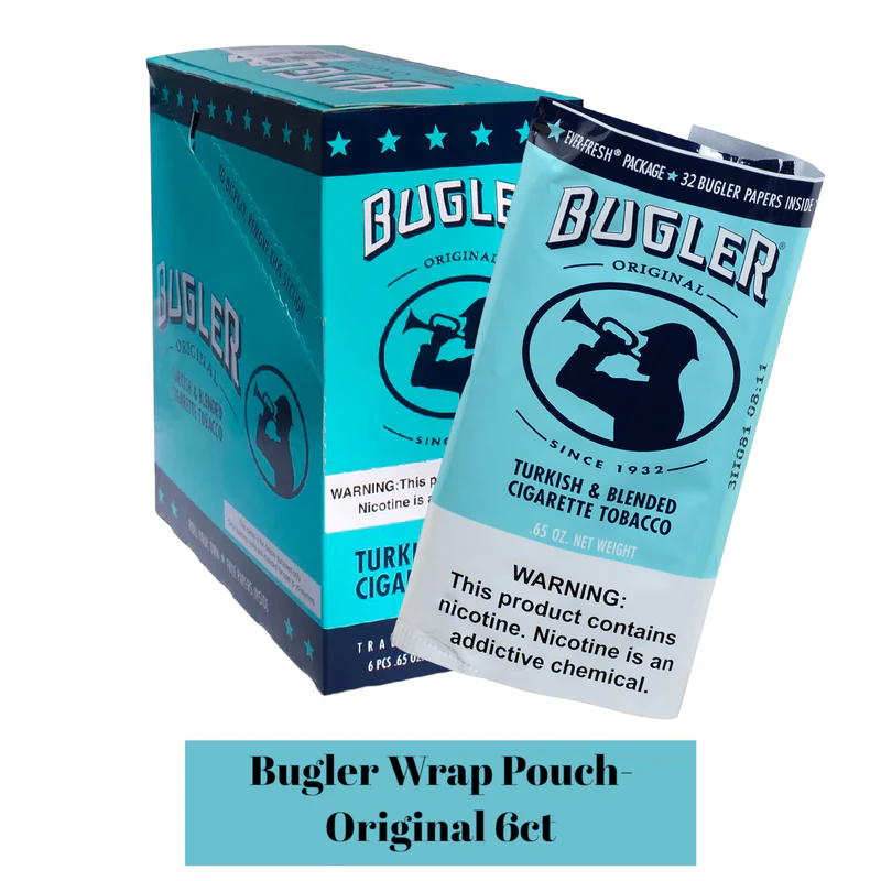 BUGLER TURKISH BLEND CIGARETTE TOBACCO POUCHES 6PCKS 