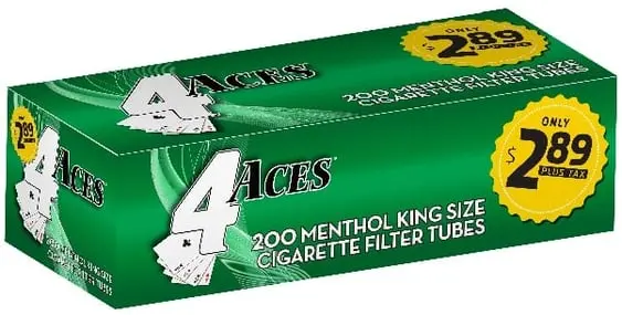 4 Aces Cigarette Filter Tubes 100s PP 2.89 200ct Box