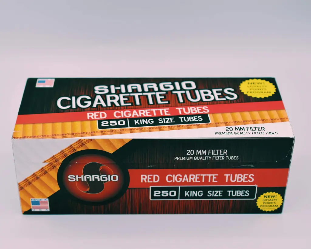 SHARGIO KING-SIZE RED CIGARETTE TUBES 250CT IN BOX