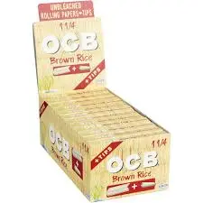 OCB UNBLEACHED ROLLING PAPERS BROW RICE 1 1/4 