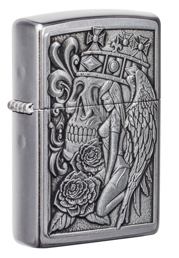[191693199383] ZIPPO LIGHTER SKULL AND ANGEL EMBLEM DESIGN 49442