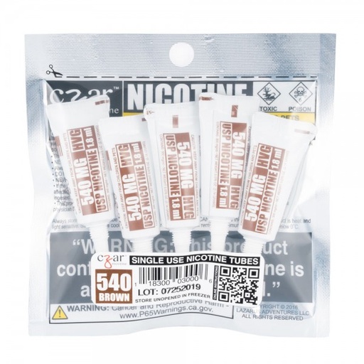 [CZAR-07126] CZAR 540MG BROWN NICOTINE TUBES 1.8ML BAG OF 5