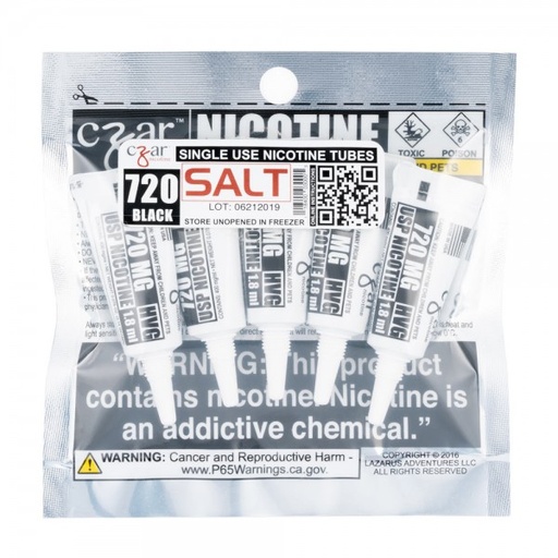[CZAR-07128] CZAR 720MG BLACK NICOTINE TUBES 1.8ML BAG OF 5