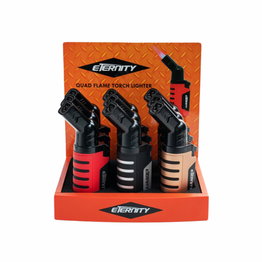 [ITM050621018529] ETERNITY ANGLED 4 FLAME TORCH LIGHTER LT-D130 BOX OF 9