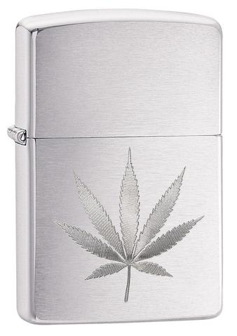 [ITM080121015625] ZIPPO LIGHTER 29587 LEAF DESIGN BRUSHED CHROME