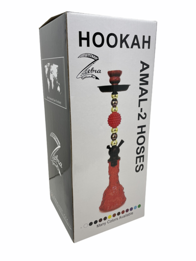 [ITM080321016624] ZEBRA AMAL 28" 2 HOSE HOOKAH ASSORTED COLORS