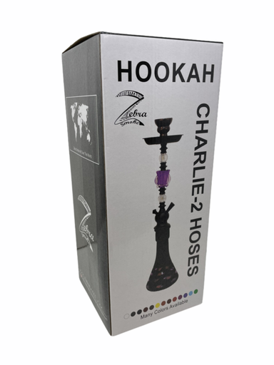 [ITM080321016628] ZEBRA CHARLIE 28" 2 HOSE HOOKAH ASSORTED COLORS