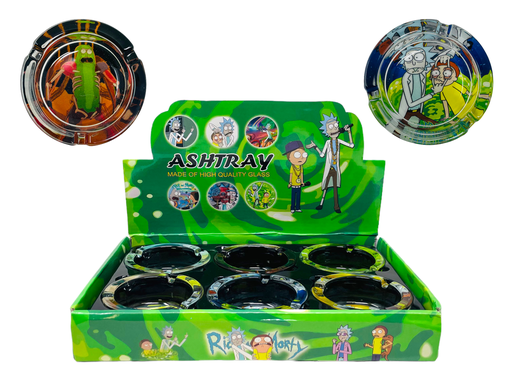 [ITM100521018017] RICKY & MORTY DESIGN GLASS ASHTRAY #2 BOX OF 6