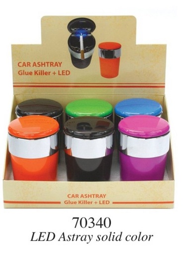[ITM200720012907] LED ASHTRAY ASSORTED COLOR GS 70340 BOX OF 6