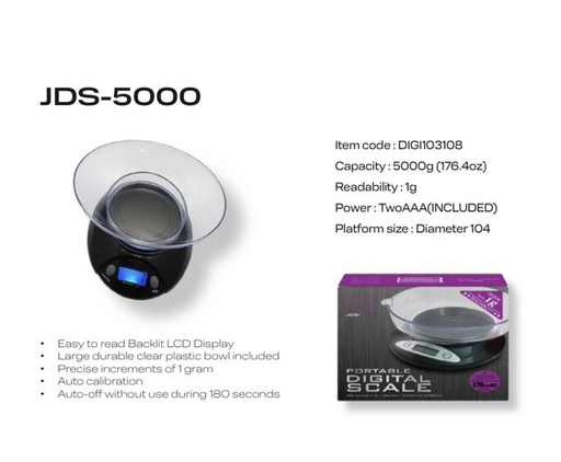 [ITM230620010323] CR JDS-5000 DIGITAL SCALE 5000G X 1G BLACK