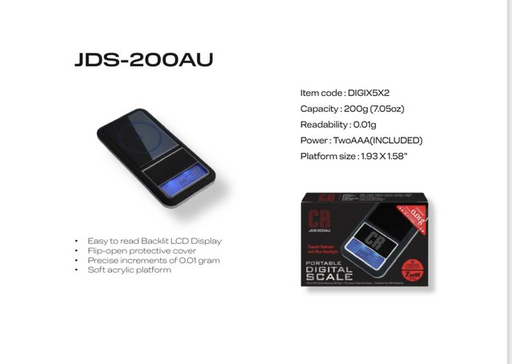 [ITM230620010350] CR JDS-200AU TOUCH SCREEN PORTABLE DIGITAL SCALE 200G X 0.01G