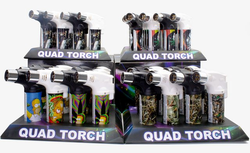 [ITM230620010385] SLANT TORCH LIGHTER SUGER SKULL BOX OF 9