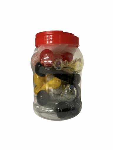 [ITM23062067036703] GLASS HAND PIPE 4" ASSORTED COLORS 24CT JAR