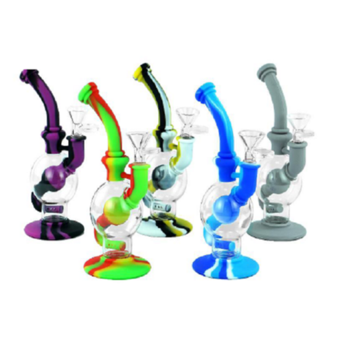 [ITM23062071767176] GLASS BALL SHAPED SILICONE WATER PIPE H128 ASSORTED