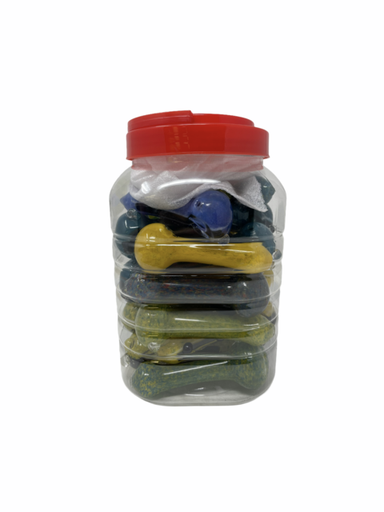 [ITM280121016061] GLASS HAND PIPES 4" DICRO 22CT JAR
