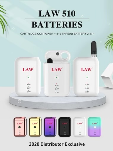 [LAW -18648] LAW CANNPOD 2-IN-1 CARTRIDGE CONTAINER + 510 THREAD BATTERY ASSORTED COLORS