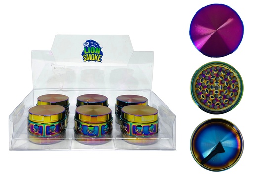 [LION-09153] LION SMOKE 3 PARTS TOBACCO GRINDER ZNG732 BOX OF 6