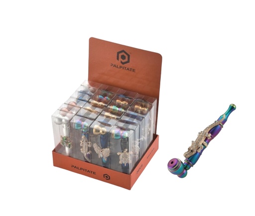 [PALP-20247] PALPITATE SMALL METAL RAINBOW PIPE W/ DIAMOND ANIMAL #PI-020 BOX OF 24