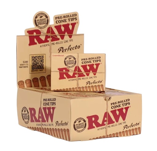 [RAW -22502] RAW PREROLLED PERFECTO CONICAL TIPS 21CT BOX OF 20