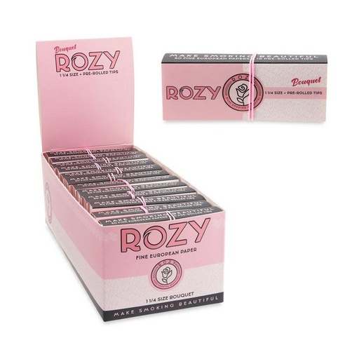 [ROZY-09508] ROZY BOUQUET 1 1/4 PINK ROLLING PAPERS & FILTER TIPS BOX OF 24