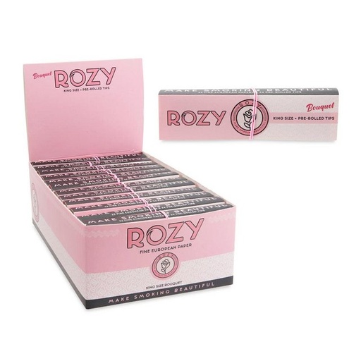 [ROZY-09510] ROZY BOUQUET KING SIZE PINK ROLLING PAPERS & FILTER TIPS BOX OF 24