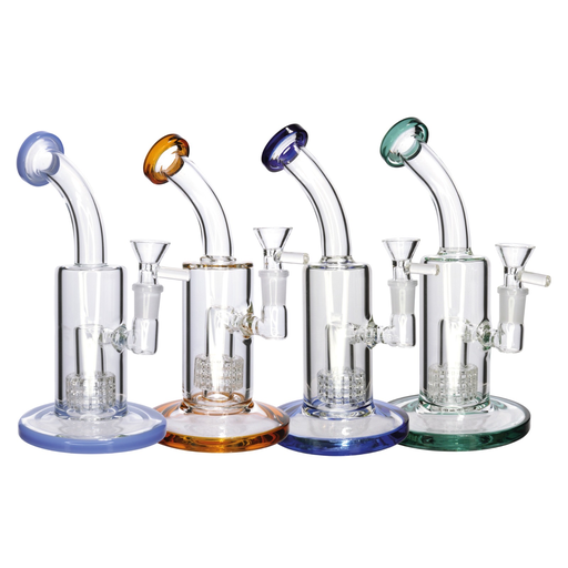 [Temp-HAM-000557] 10" CLASSIC GLASS BONG PERC ONE TONE WP-69 ASSORTED COLORS