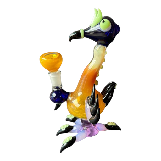 [Temp-HAM-000558] 10" CRAZY BIRD GLASS FANCY BUBBLER ASSORTED COLORS