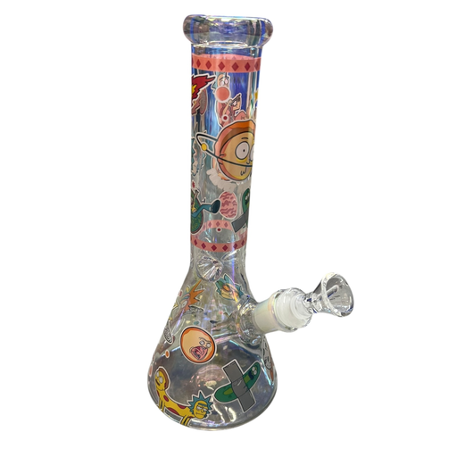 [Temp-HAM-000563] 10" GLOW IN THE DARK CARTOON UNIVERSE GLASS WATER PIPE #CH009